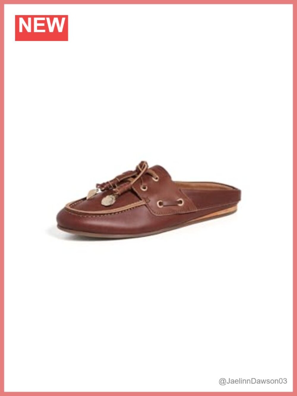 Laced Leather Mule Boat Shoe Sandals Slip On Women's